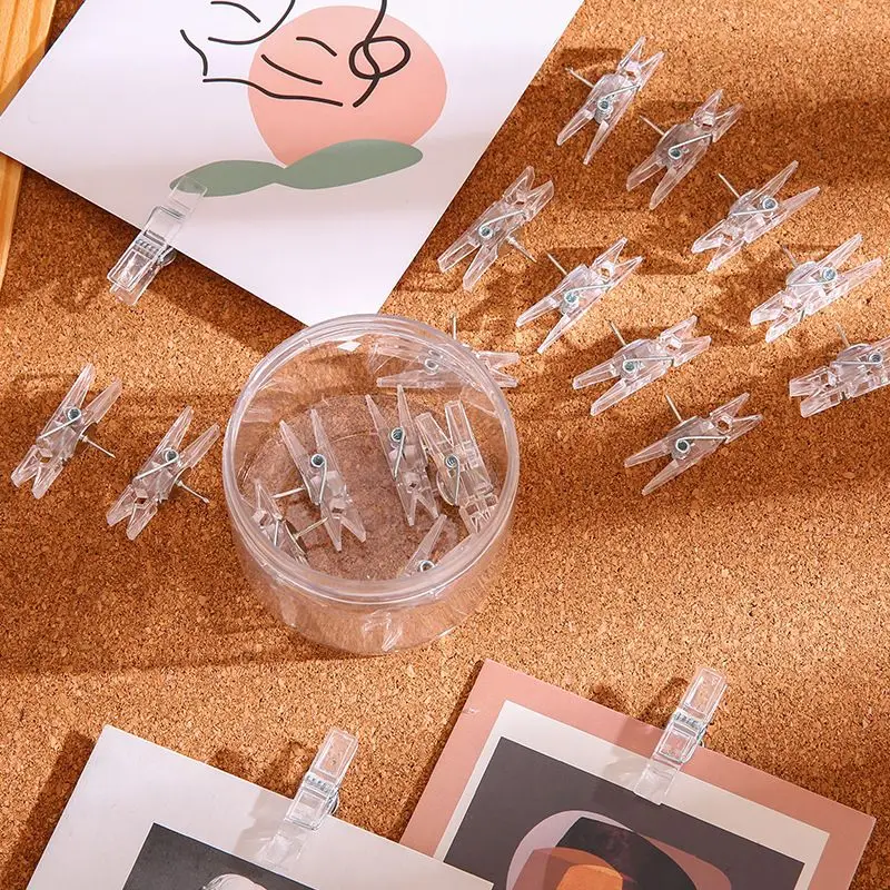 

20Pcs/Box Office School Stationery Drawing Pins Durable Plastic Thumb Tack Clips