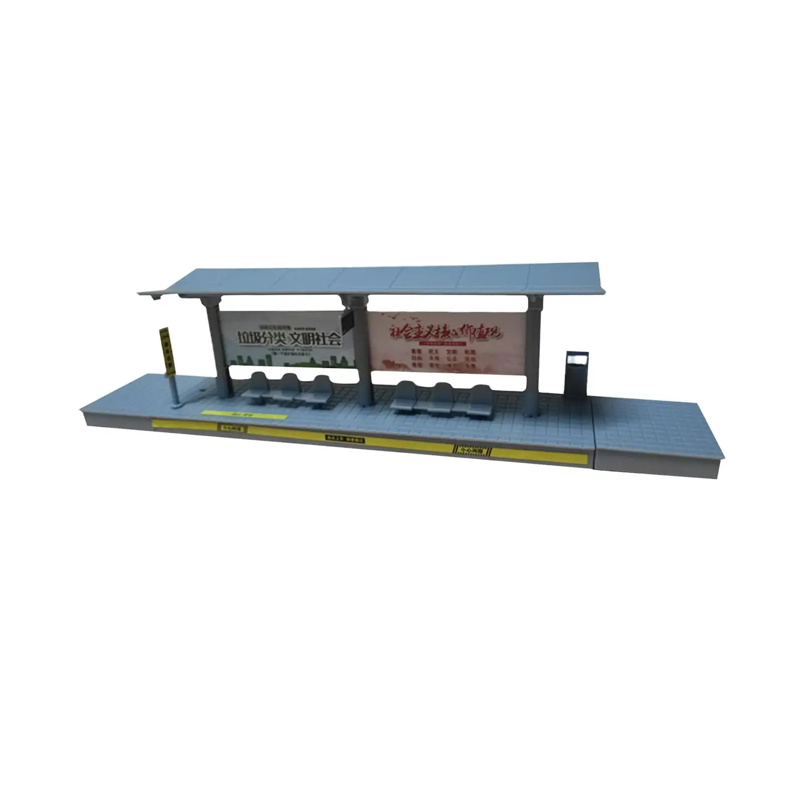 1/64 Scale Bus Waiting Stop Collection Ornament Miniature Building Model for Sand Table Model Railway Micro Landscape Decoration