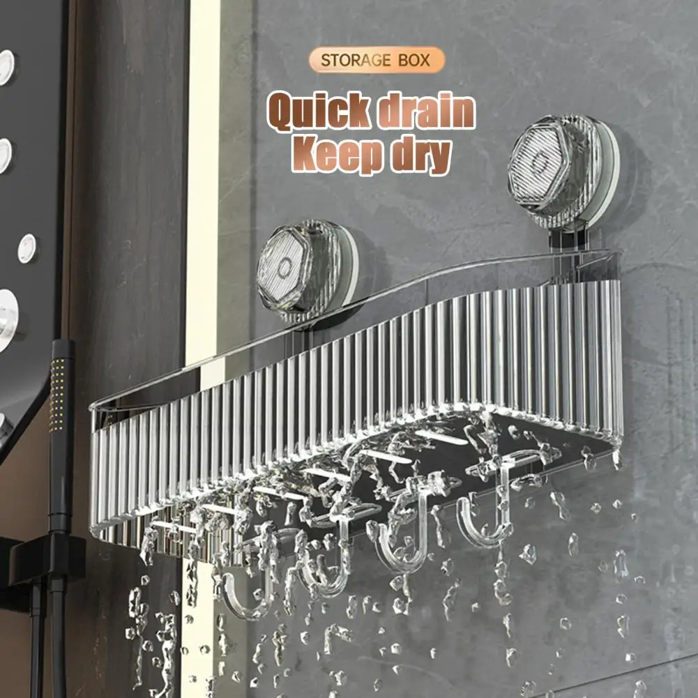 Storage Rack Suction Cup Plastic Organizer Large Capacity Strong Load-bearing Hanging Shower Shelf Bathroom Kitchen Accessories