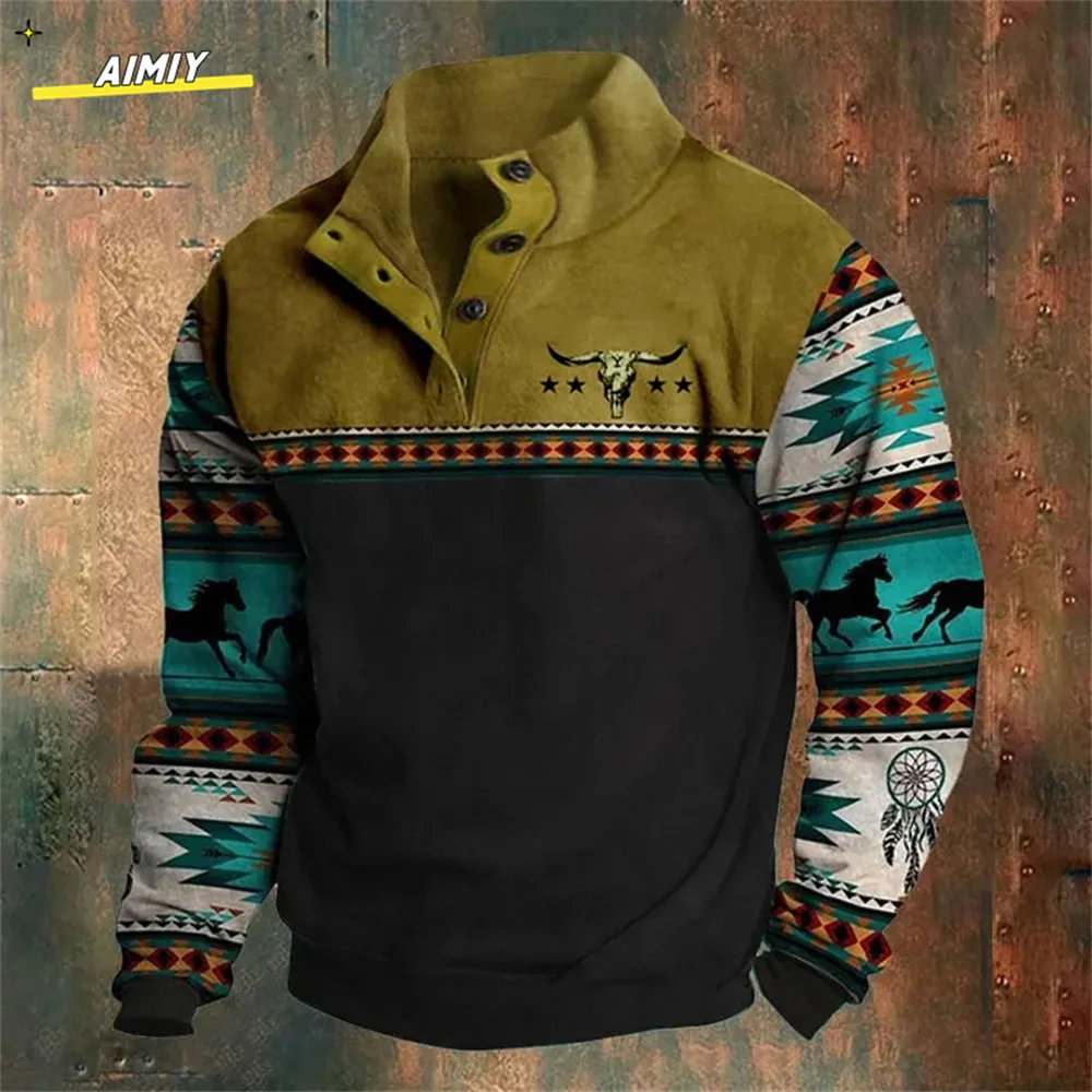 남성용 헨리 운동복, 남성용 버튼 풀오버, 빈티지 상의, 골프 재킷, Y2k 하라주쿠 캐주얼 의류, 스트리트, 가을, 겨울, 신상