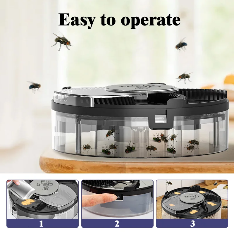 Fly Trap New Upgraded USB/Rechargeable Indoor Outdoor Automatic Flycatcher Insect Pest Catcher