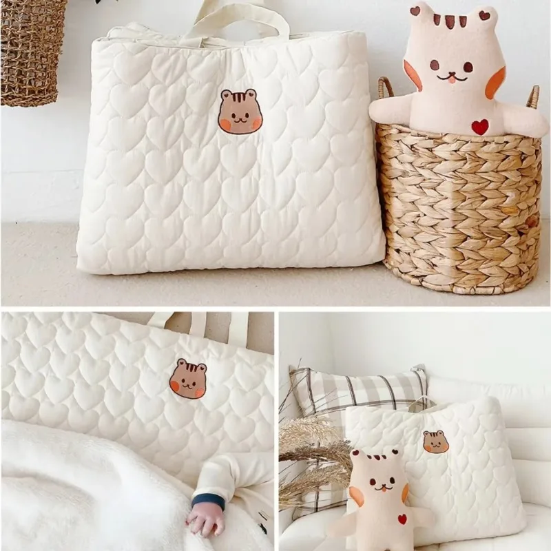 120*70CM Crib Mattress Cotton Foldable Baby Bassinet Mattress Portable Newborn SleepingMat Thickened Washable Playmat for Kids