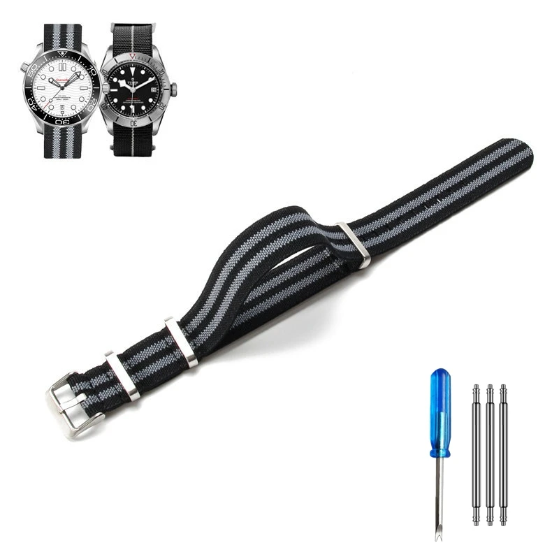 Elastic Nylon NATO Watch Strap - Multi-Size Diving Universal Bracelet