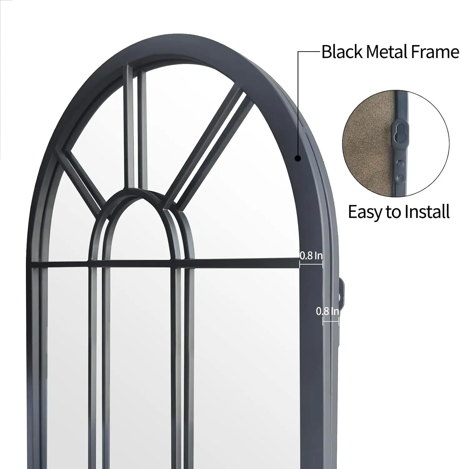 Wall Mirror Window Decorative Mirrors Arched Farmhouse for Living Room Bedroom Entryway Bathroom Vanity