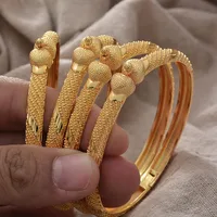 Annayoyo Africa Gold Color Bangles for Women Girls Arab Nigeria Jewelry Flower Bracelet