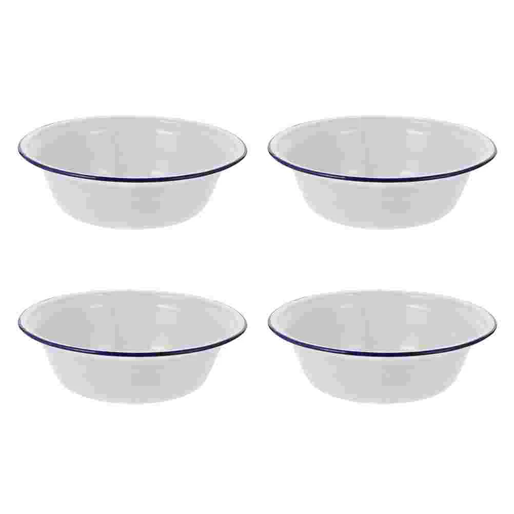 

4 Pcs Enamel Bowl Creative Basin Practical Soup Cutlery Home Enamelware Simple Baking Trays for Oven Accessories