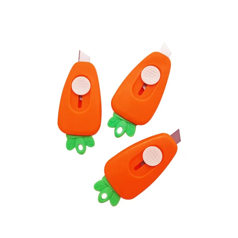 6pcs Cuter Mini Cartoon Carrot Utility Box Cutter Letter Opener Art Paper Cutter Kawaii Stationery Knife