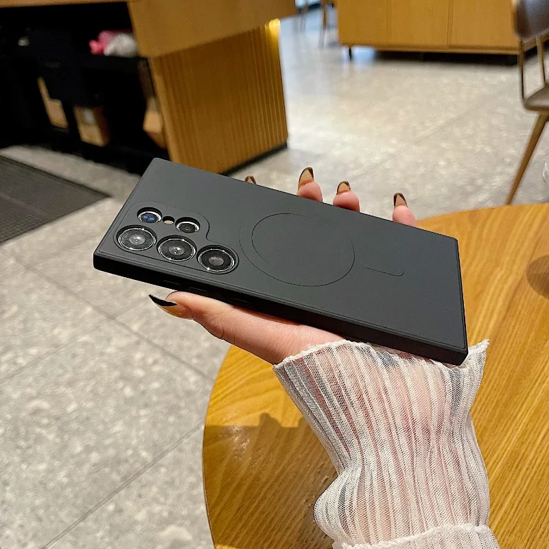 Фото Роскошный чехол из жидкого силикона для Magsafe, Магнитный чехол для Samsung Galaxy S22, S23, S24 Plus, S23, S24Ultra, мягкий чехол с беспроводной зарядкой №3