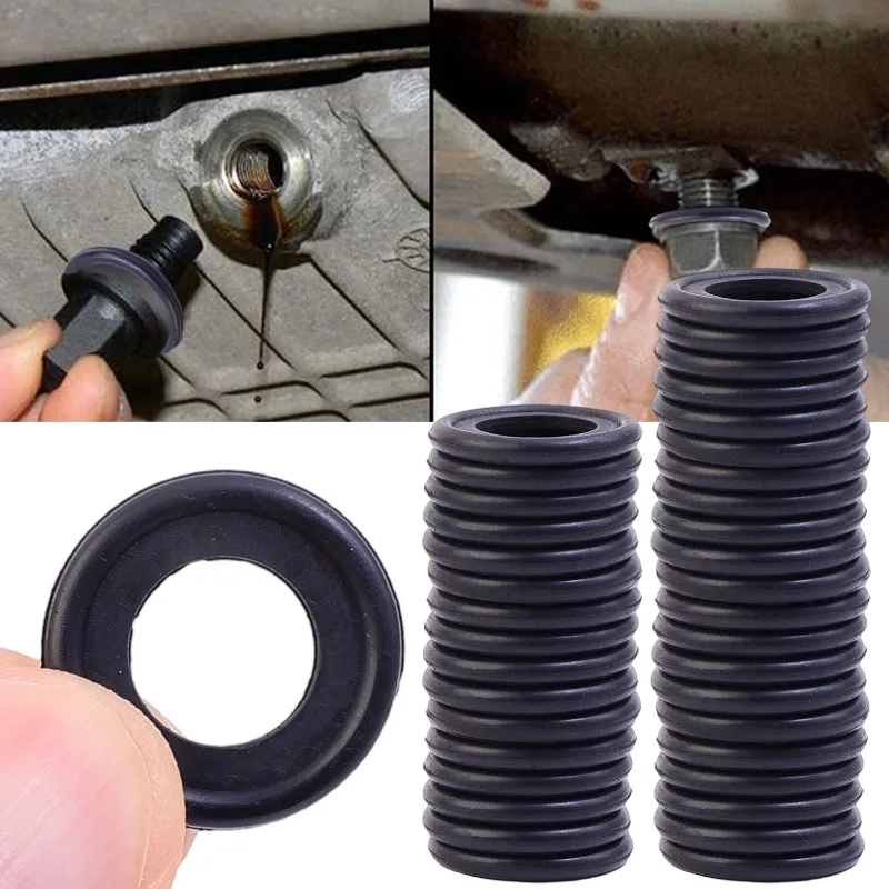Oil Drain Plug Gasket 10-100PCS Universal Car Engine Oil Pan Oil Drain Screw Rubber Gasket M12 M14