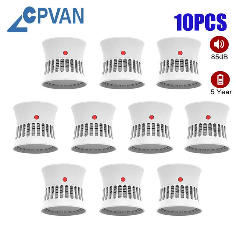 

CPVAN Smoke Detector Sensor For Home Security Independent Smoke Alarm 85dB Fire detector Safety protection System 5 Year battery