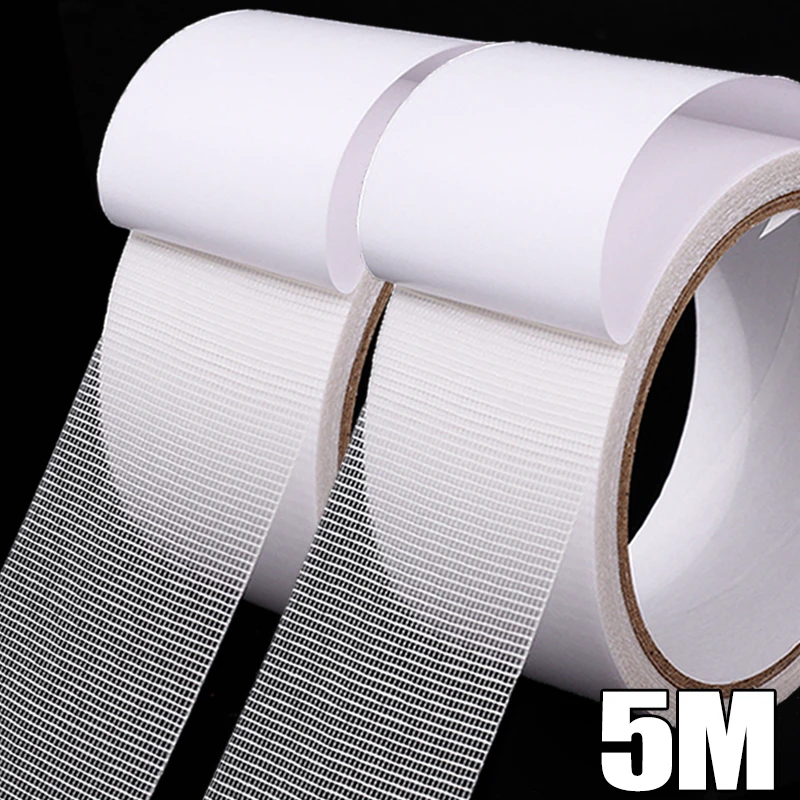 

5M Strong Fixation Double Sided Tape Translucent Mesh Waterproof Super Traceless Cloth Base Tapes High Viscosity Carpet Adhesive