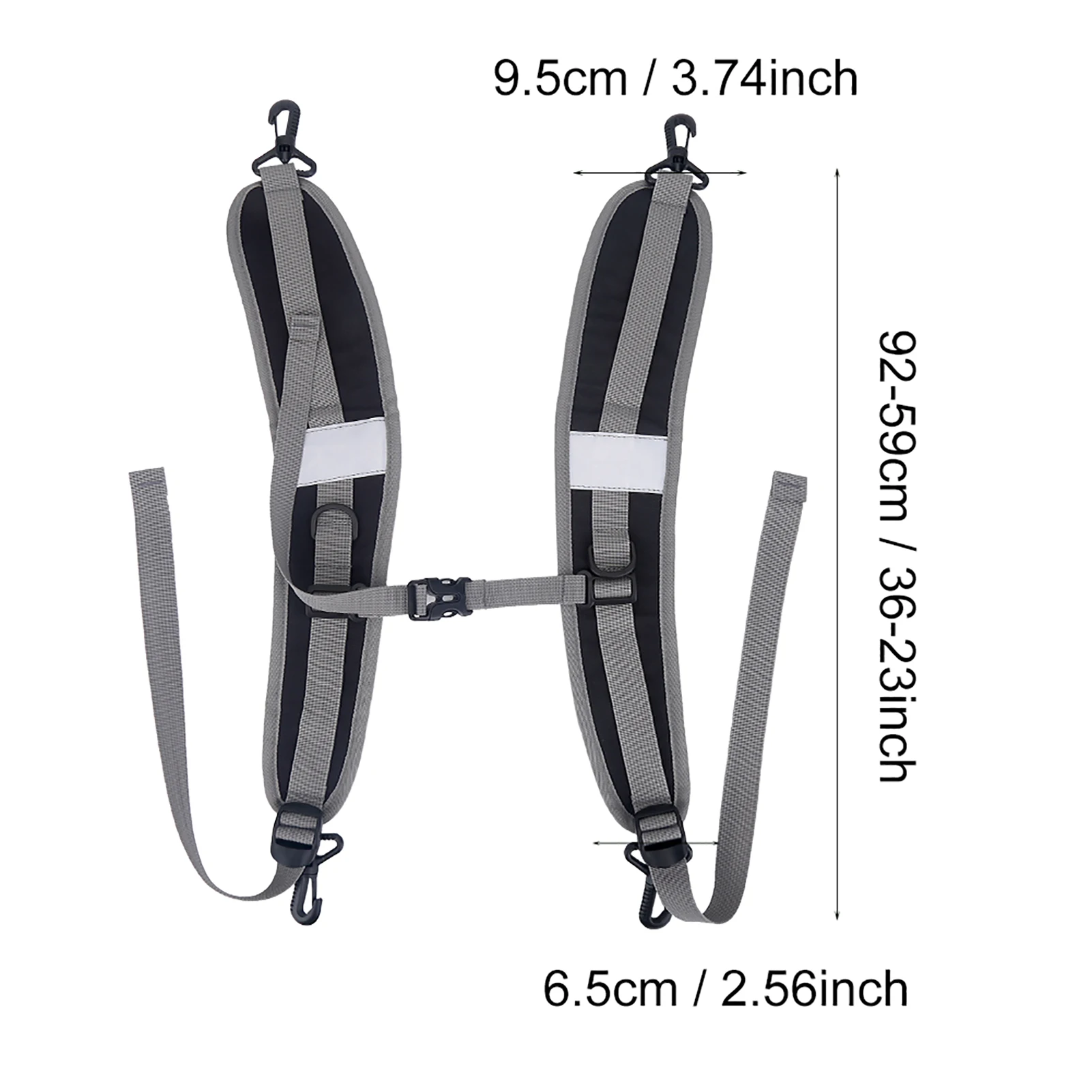 Nylon Durable Backpack Shoulder Adjustable Straps Belt Repair Parts Accessory (Black+Gray)