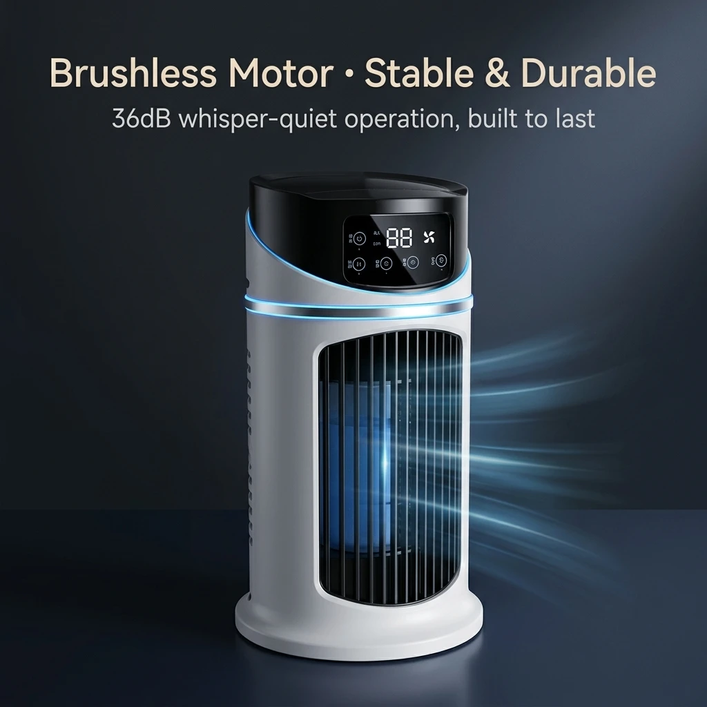 6-Speed Quiet Evaporative Air Cooler, Portable Desktop Cooling Fan with Humidification, Personal Air Conditioner for Home Office 5