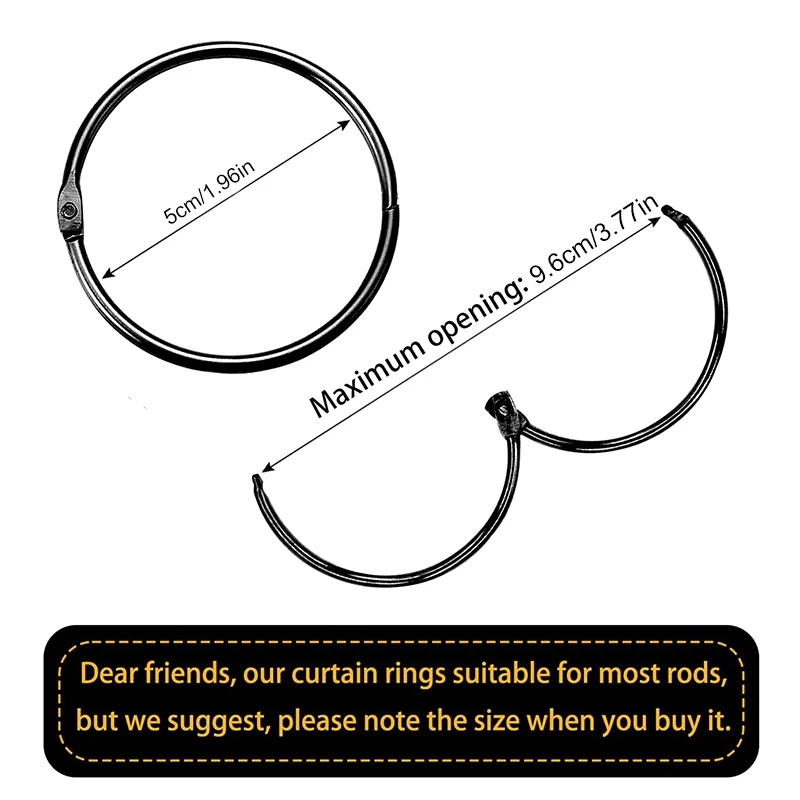 20Pcs 50mm Open Curtain Rings Round Shower Clips Metal Clips For Curtains and Rods curtain clips