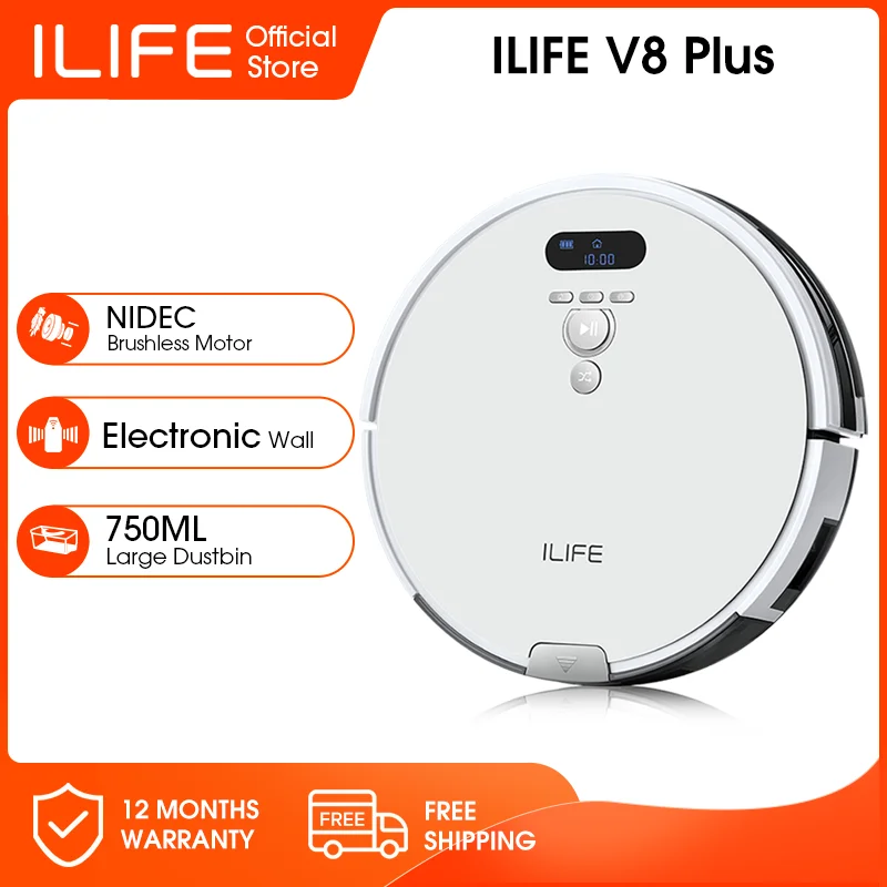 ILIFE V8 Plus Robot Vacuum Cleaner Wet Mop Navigation Planned Cleaning Large Dustbin Water Tank Schedule Household Tools