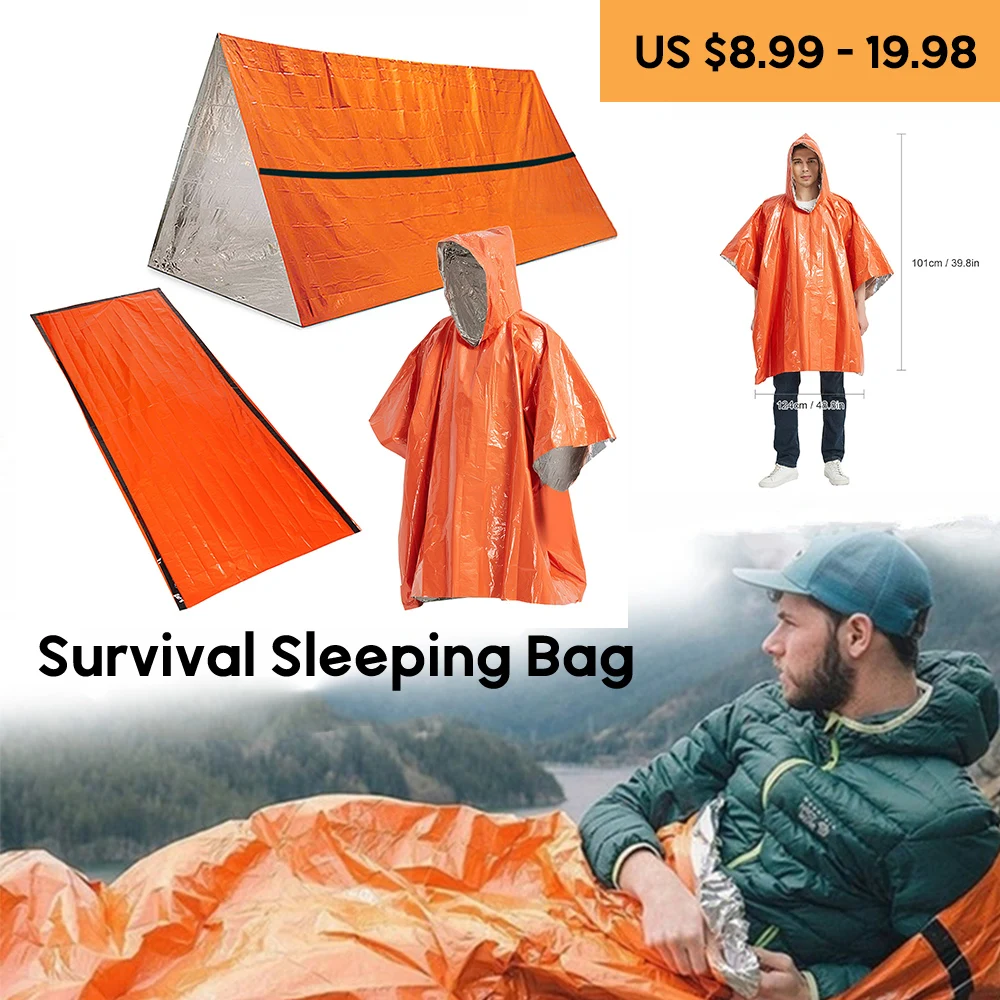 Emergency Survival Sleeping Bag Lightweight Thermal Insulation Compact Outdoor Frist Aid Gear Waterproof Bivy Sack for Camping Hiking Backpacking 
