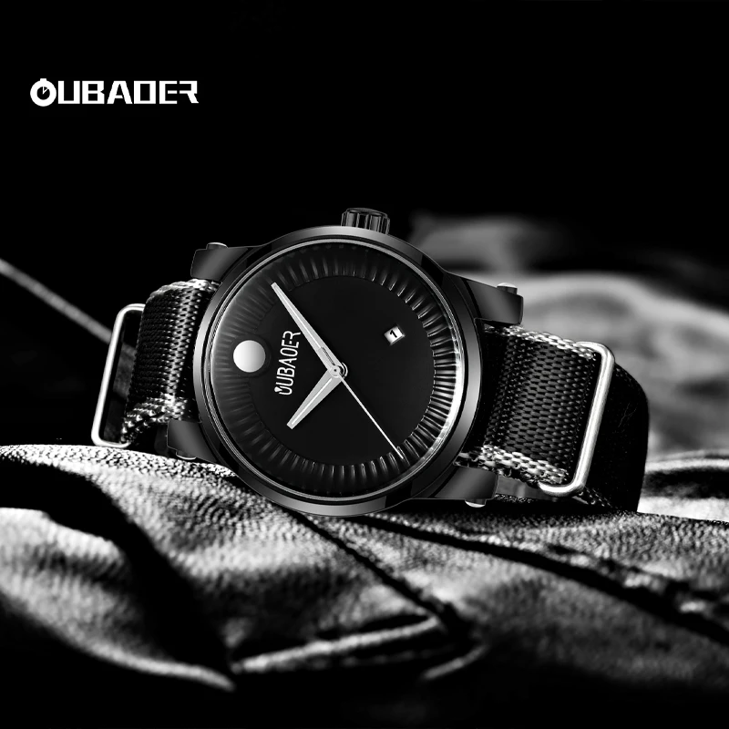 Oubaoer 2023 new creative nylon casual simple quartz movement luminous waterproof nylon watch men's quartz watch