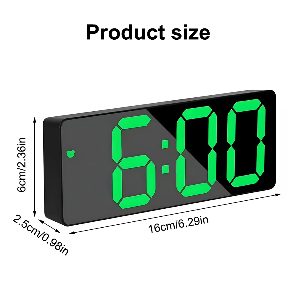 LED Digital Electronic Clock Automatic Dimming Backlight Large Number Alarm Clock Bedside Table Clock Home Office Decoration 6