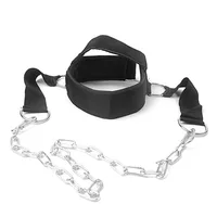 Gym Fitness Weight Bearing Cap Adjustable Neck Harness with Steel Chain Neck Trainer Neck Muscle Power Training 2
