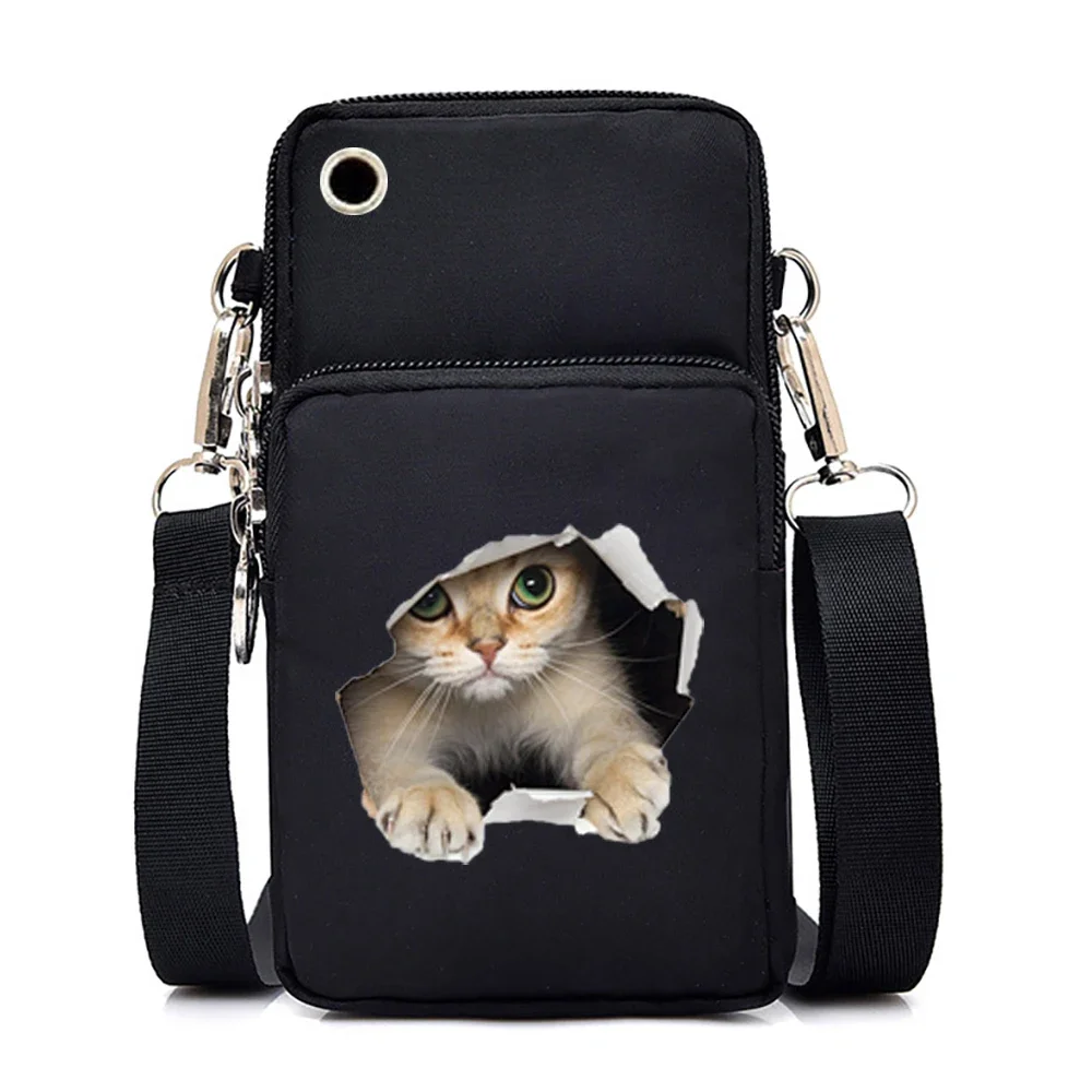 Cute Cat Graphics Women Crossbody Messenger Mobile Phone Bag mobile phone bag,women messenger bag