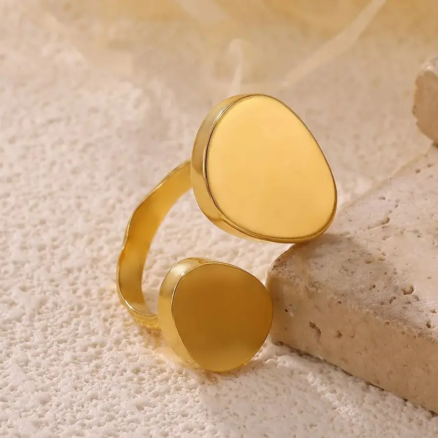 Stainless Steel Double Layer Elliptical Rings for Women Gift