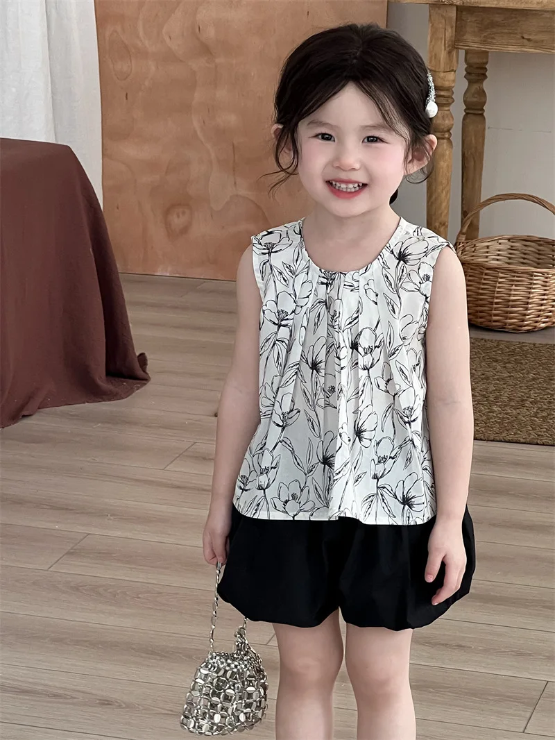 Summer Korean Version of Children's Bud Culottes Girl Baby Cute Sweet Elastic Waist Black Pumpkin Shorts