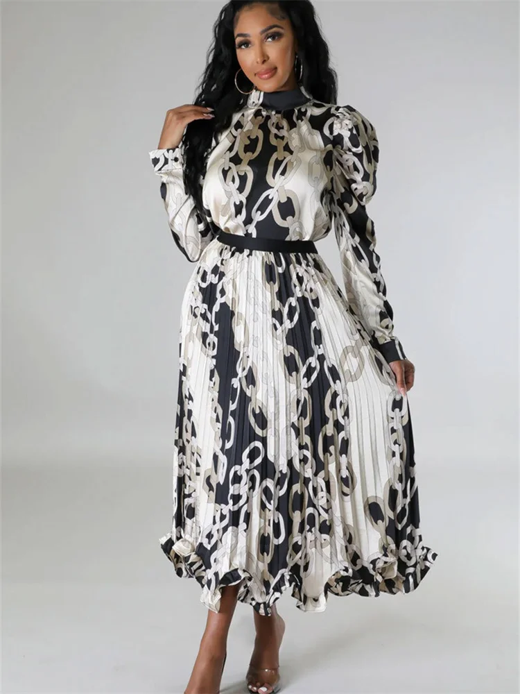 Wmstar Women Dress Fashionable New Autumn Set Skirt Women's Casual Long Sleeved Pleated Design Dresses Wholesale Dropshipping