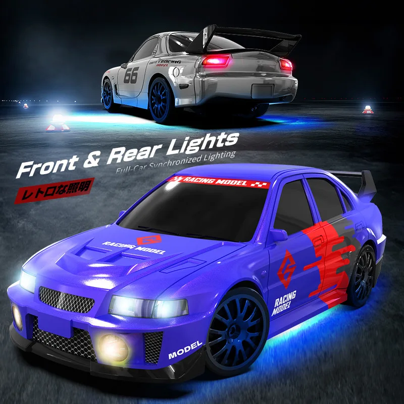 RC 무선 조종 드리프트 자동차 1:24 스케일 4륜구동 RX7 2.4G 플립 라이트 시뮬레이션 자동차 모델 장난감 어린이용 드리프팅 레이싱 게임