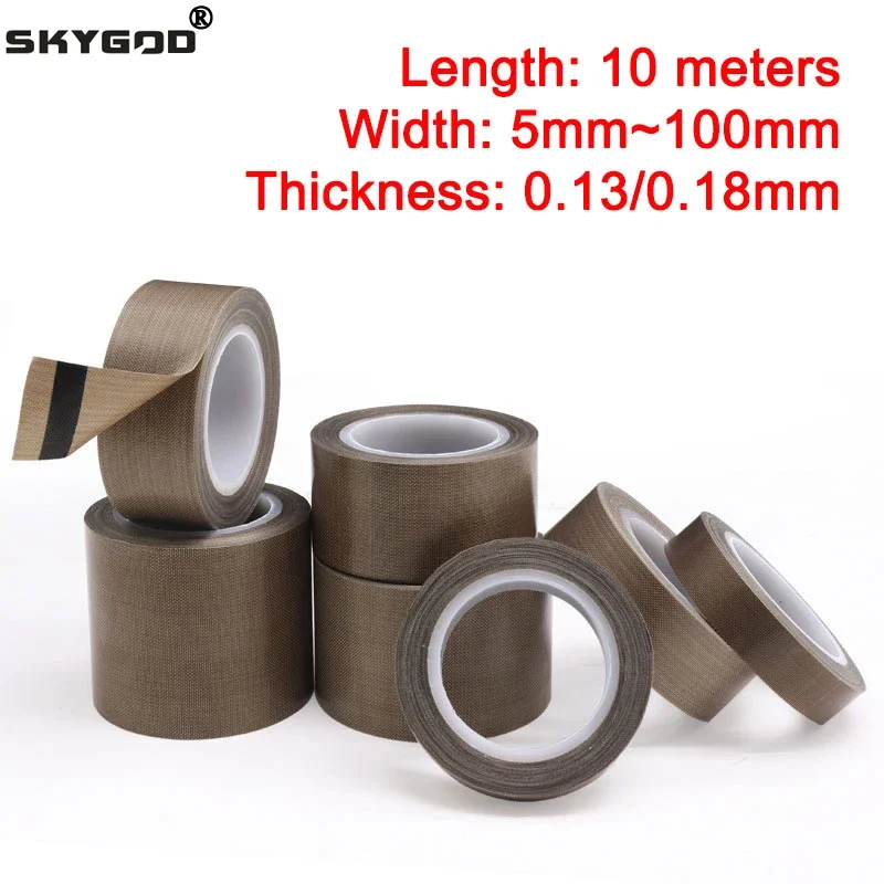 PTFE Tape Adhesive Cloth Insulated Vacuum High Temperature Resistant Sealing Width 5-100mm Thickness 0.13mm 0.18mm
