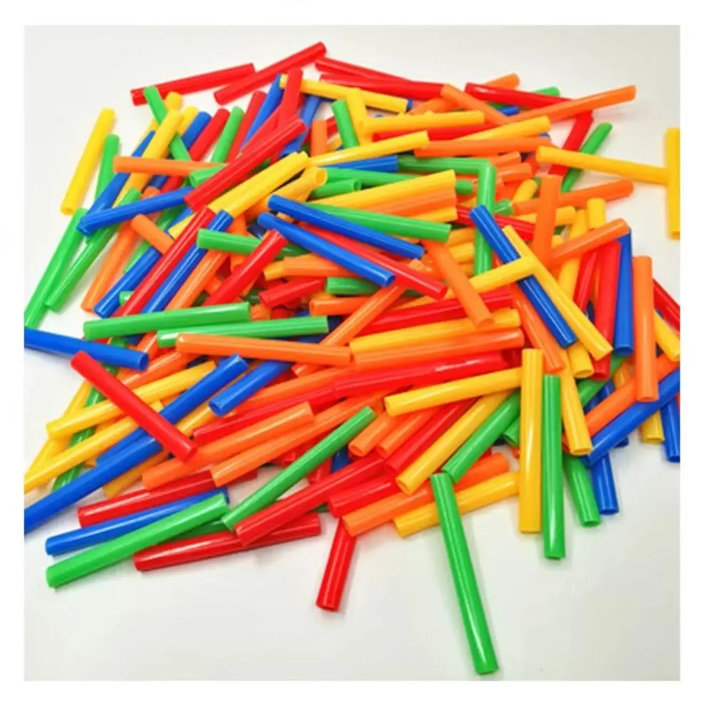 300pcs Plastic Straw Constructor Toys Assembly Engineering Educational Puzzle Colorful Straw Interactive DIY