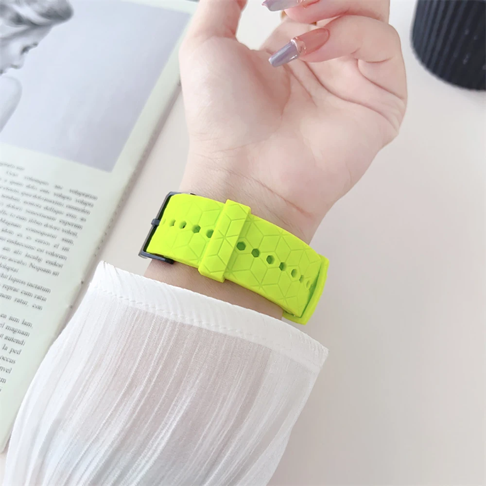 Football Pattern Silicone Sport Replacement Wristband - 22mm Strap in Vibrant Design