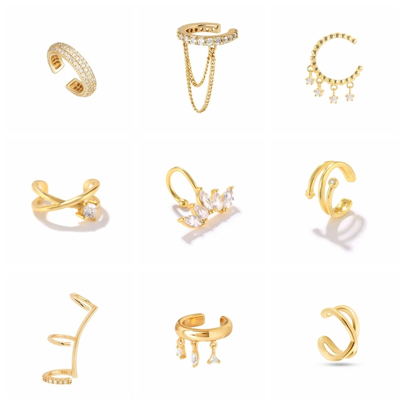 1PC 925 Sterling Silver Ear Cuff for Women Gold Plated Zircon Non-pierced Clip Earrings Fashion Jewelry Pendientes Gifts silver earrings womens earrings