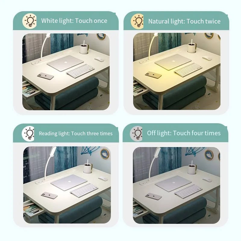 Laptop Desk for Bed Lap Desk with LED Ligh, Laptop Bed Tray Table, Foldable Lap Tablet Table with Storage Drawer
