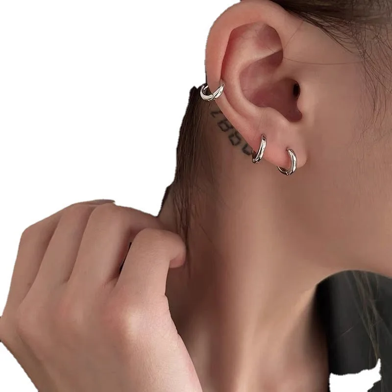 Exquisite 925 Sterling Silver Small Earrings, Plain Silver, Comfortable Earrings, Smooth Earrings, Suitable for Girls, Women - 4
