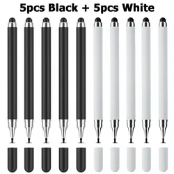 Universal 2-in-1 Stylus Pen Set - Enhanced Drawing & Touch Experience for Tablets and Phones (10-Pack) (Black 5 and White 5)