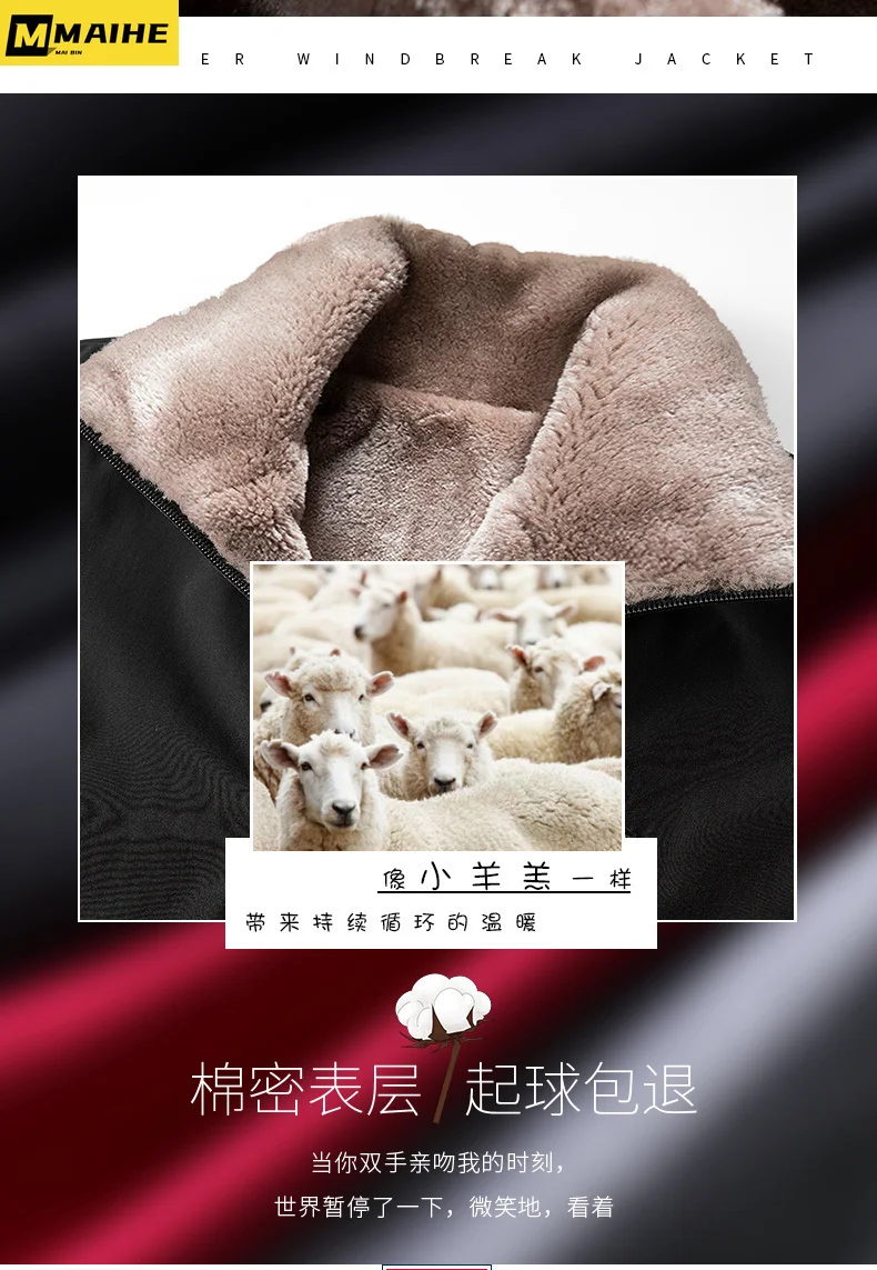 M-8XL Plus size Winter Warm Jacket for men High-end Soft lamb wool lined Parka Classic casual thickened fur collar coat for men