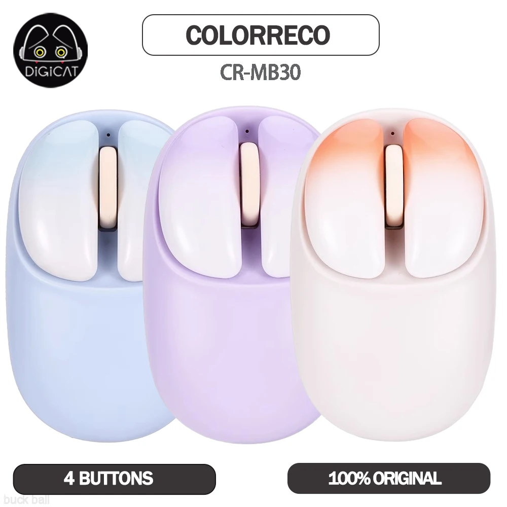 

ColorReco CR-MB30 2.4GHz Wireless Mouse Lightweight 1600DPI Adjustable 4 Buttons Fashion Mute Mouse For Mac/Windows Mice Gifts