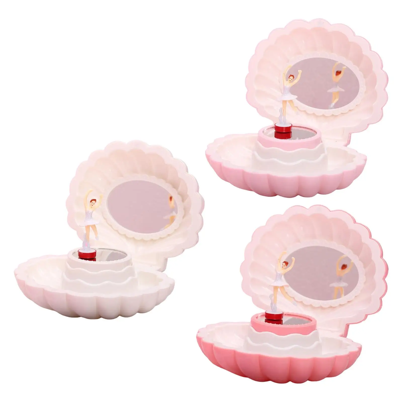 Shell Shaped Jewelry Storage Box Keepsake Organizer with Doll for Home Decor