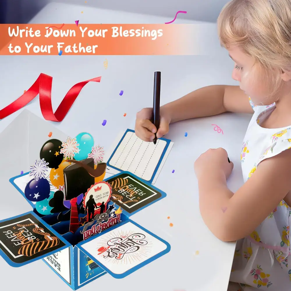 1 piece Fathers Day Card Father's Day Toolbox Pop Up Card 3d Pop Up Greeting for Father's Love Husband Brother