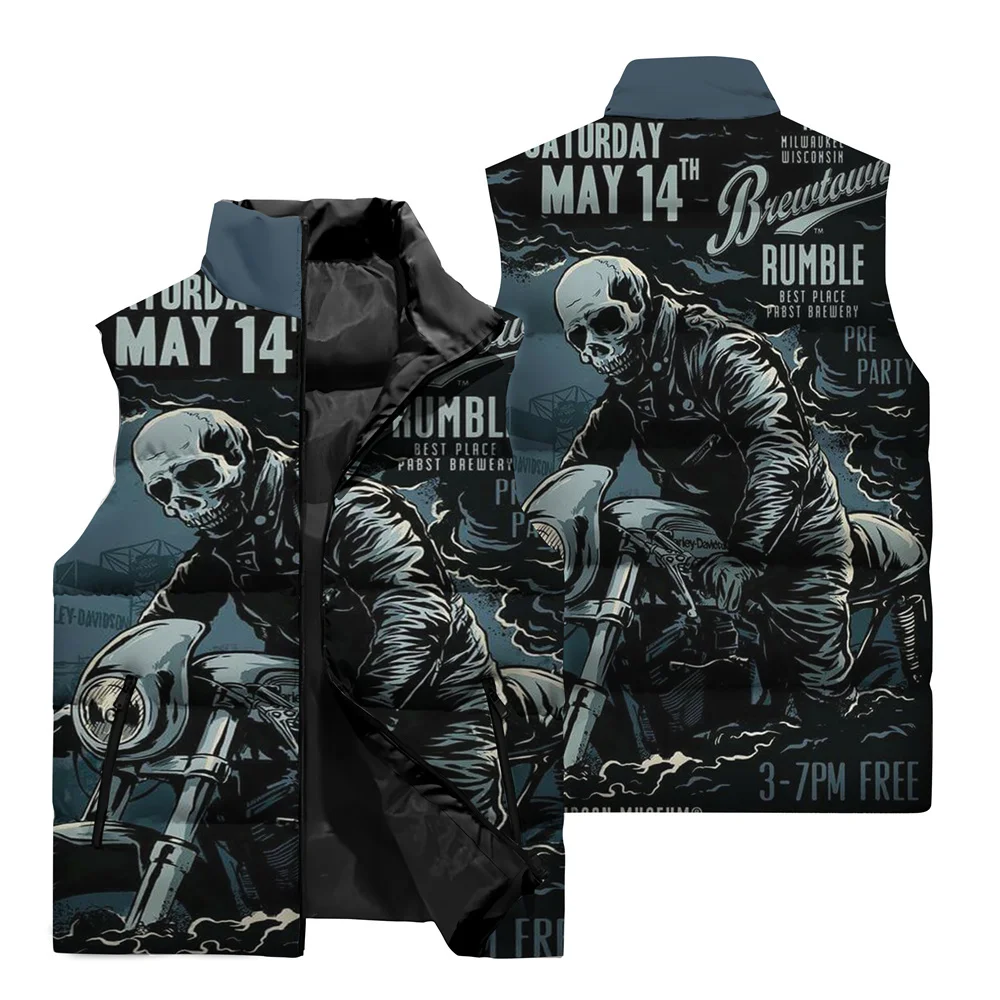 thumbnail image 5 of Chaqueta sin mangas con estampado de motocicleta violenta en 3D para hombre, ropa para andar en motocicleta al aire libre, chaqueta con cuello alto y cremallera para hombre, 5 of 5