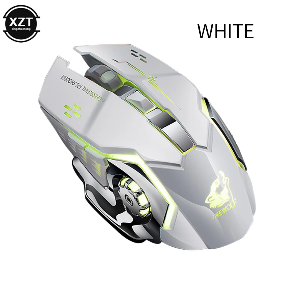 Jogo de Carregamento sem Fio Mouse Mudo Retroiluminado Mecânica Ergonômica Óptica pc Laptop Desktop Wolf-x8 - Imagem 5