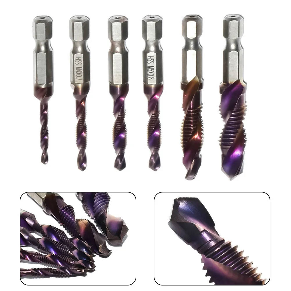 1pc Tap Drill Bit Hex Shank HSS Screw Bit Screw Machine Tap M3 M5 M6 M8 M10 For Wood Aluminum Iron Power Tools Parts