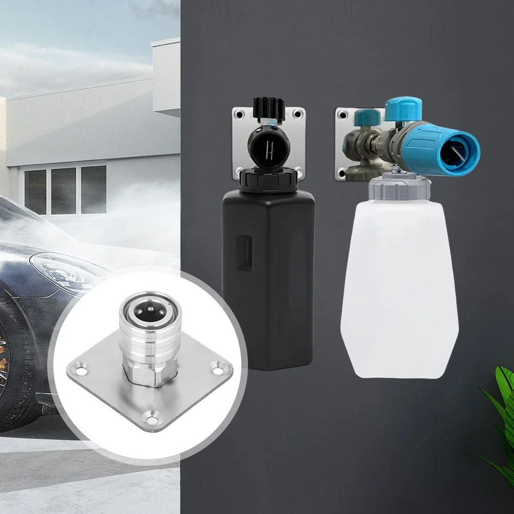 Automatic Foam Cannon Nozzle Tip Holder with 1/4 Quick Connect Foam Cannon Wall Mount Stainless Steel Pressure Washer Gun Rack 6