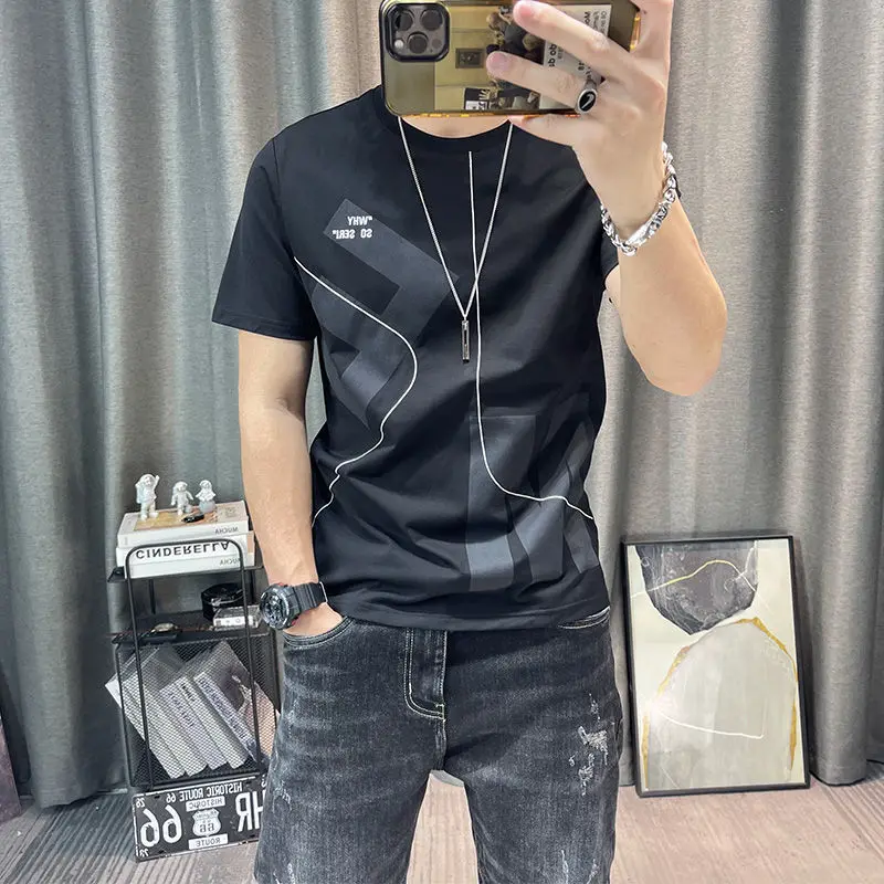Camiseta de cuello redondo de anime para hombre, camisetas vintage con gráficos Kpop para hombre, ropa V, top Katoen 5xl, ropa de calle, dibujos de algodón, elegante, tallas S XL
