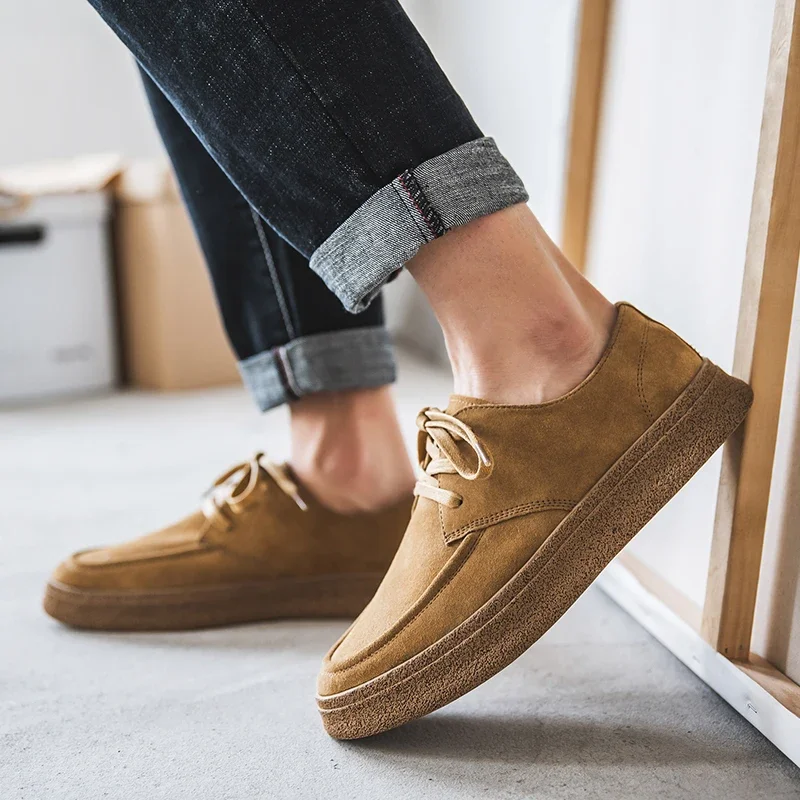 

Casual Men's Suede Leather Shoes Classic Retro Comfortable Soft Sole Driving Men Outdoor Oxfords Shoes Lace-up Flats Sneakers