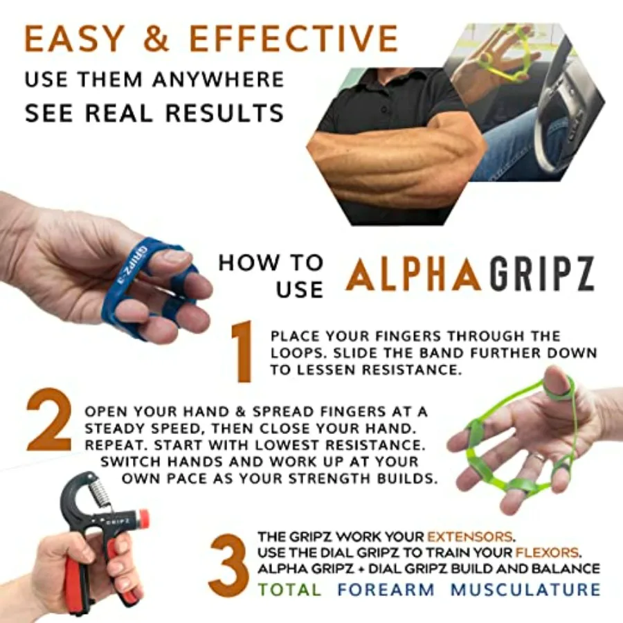 Dial Gripz Set  - Grip Hand Finger Strengthener Strength Set
