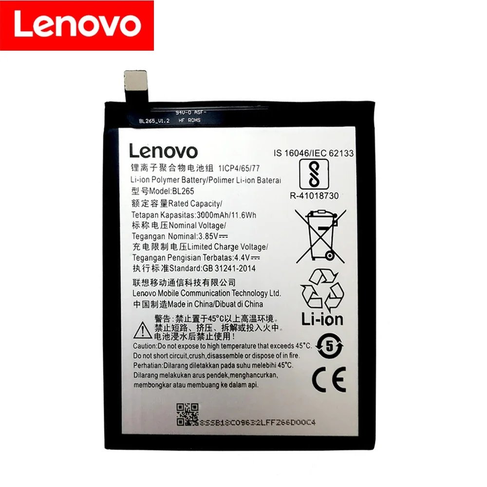 Original BL265 3000mAh Battery For Lenovo XT1662  Motorola MOTO M XT1662 XT1663 Mobile Phone +Gift Tools +Stickers