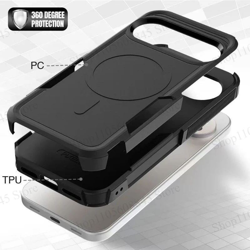 Rugged Shockproof Magnetic Case - Dual-Layer with Wireless Charging Compatibility