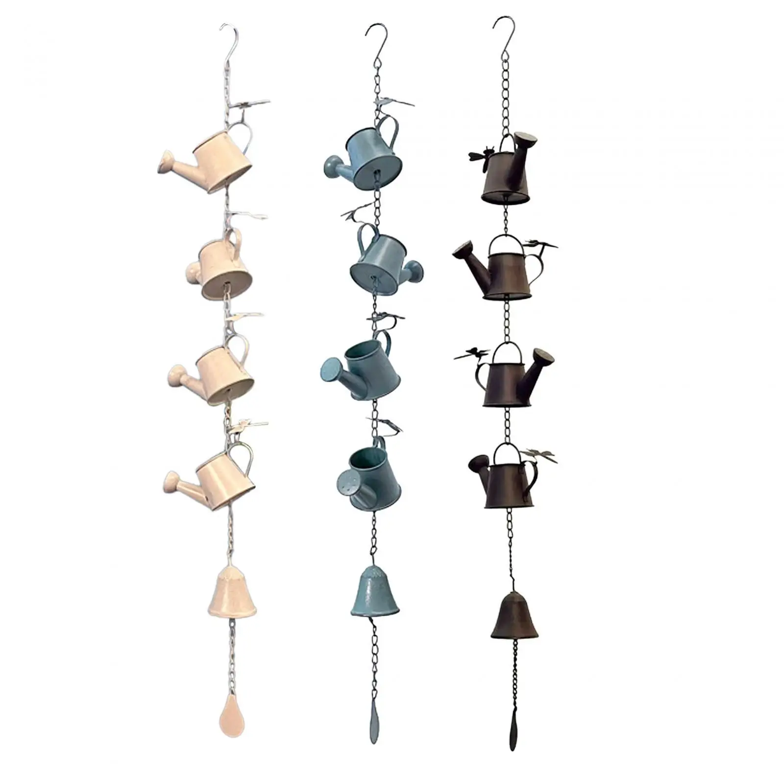

Metal Watering Can Chime Rain Chain 42" Decorative Hanging Display for Eaves