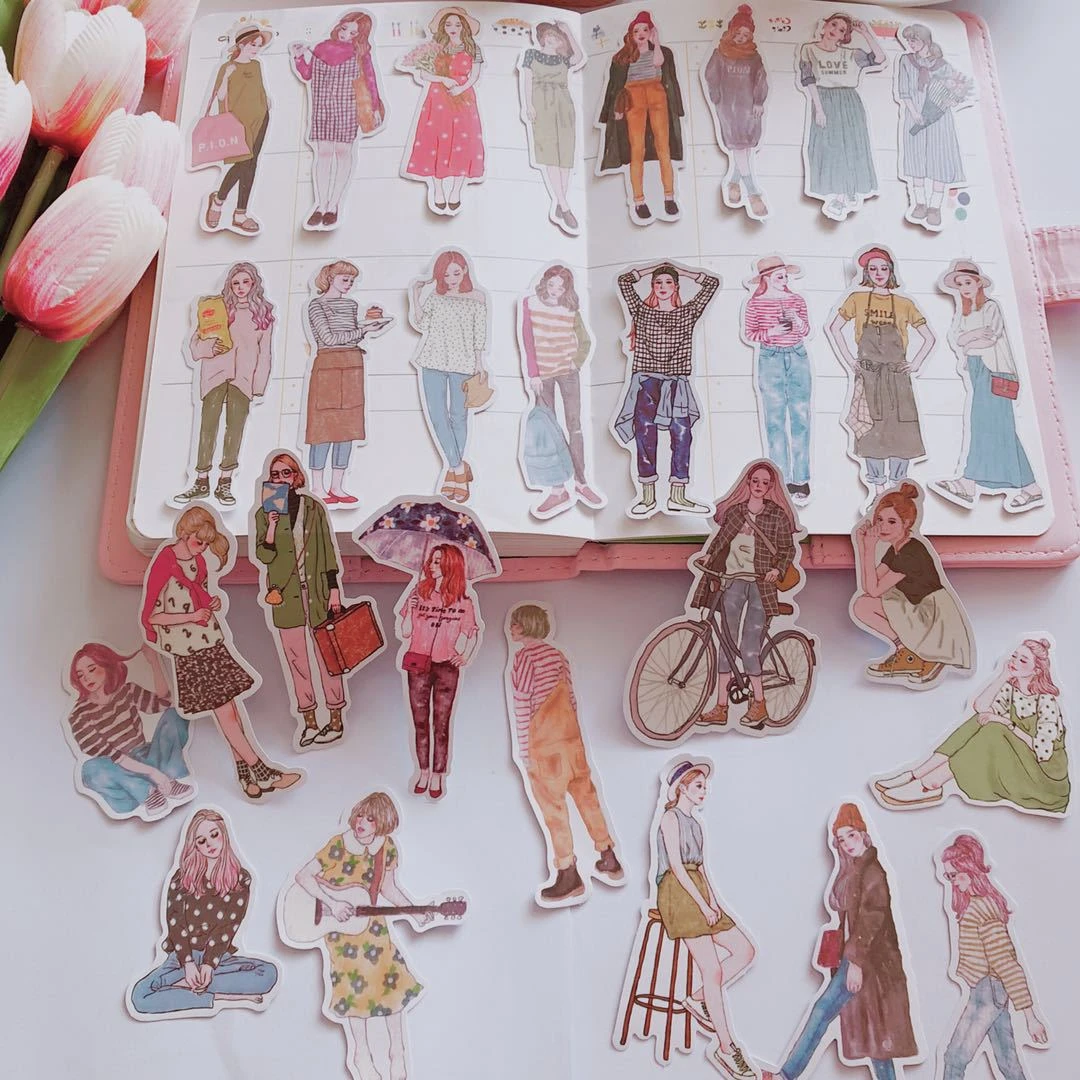 101PCS People Stickers, Fashion Girls Stickers for Journaling Scrapbooking Sticker for Photo